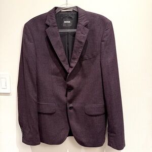 Boss Hugo Reda Men's Maroon Stretch Tailoring Super 110 Blazer Size 40 R US